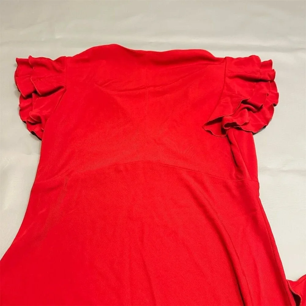 Vintage MODA Women's Red‎ Midi Dress Short Sleeve Size 8